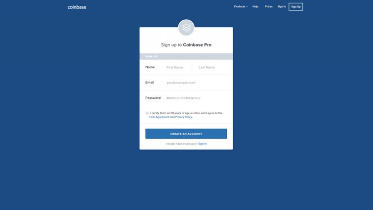 inscription + up + page coinbase pro